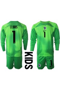 Fotbalové Dres Francie Hugo Lloris #1 Brankářské Dětské Venkovní Oblečení MS 2022 Dlouhý Rukáv (+ trenýrky)